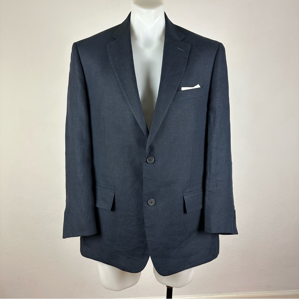 Solbiati 100% Linen Men's Classic Navy Blazer - Picture 2 of 9